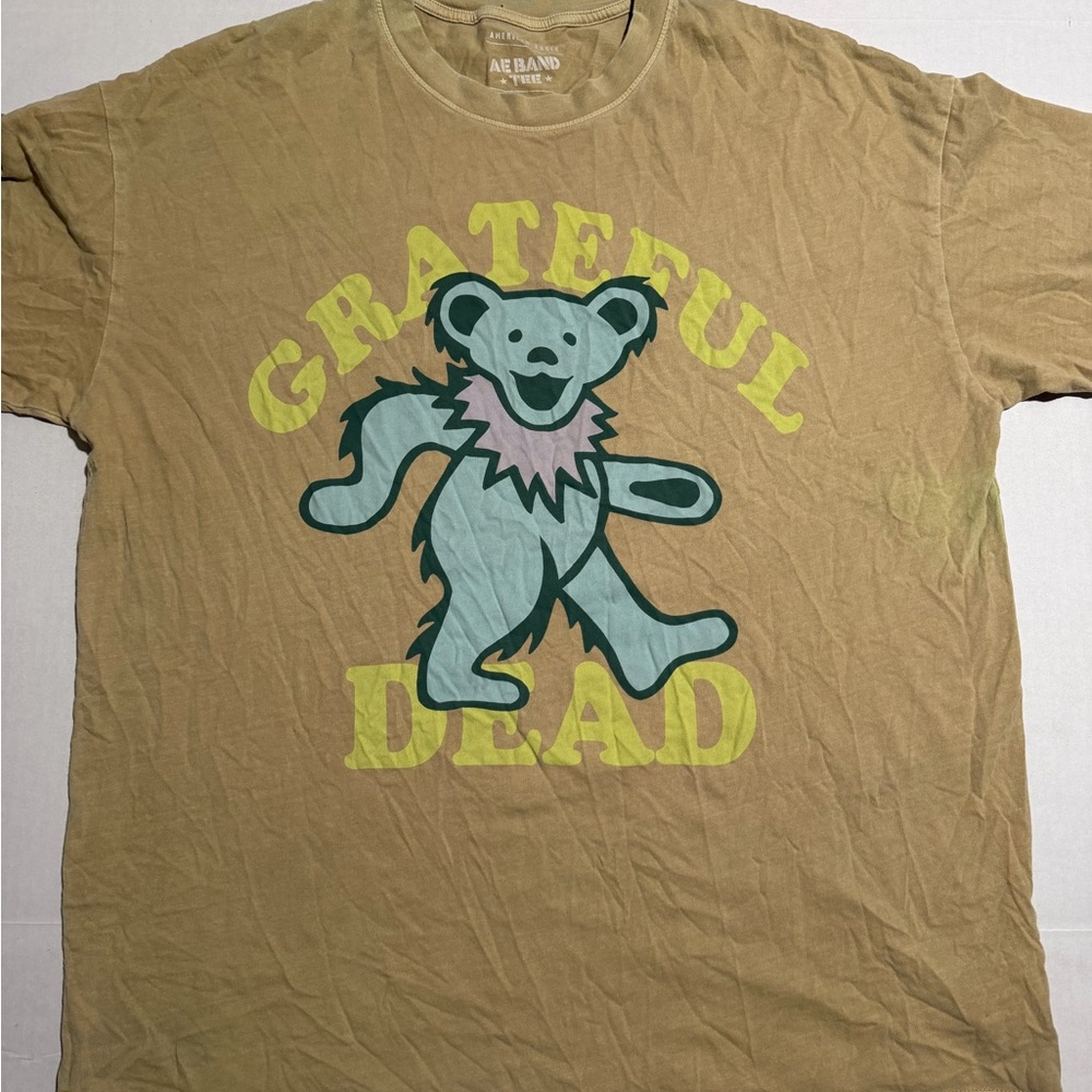 american eagle x grateful dead 'blue bear' beige tee, men's medium‎ t-shirt